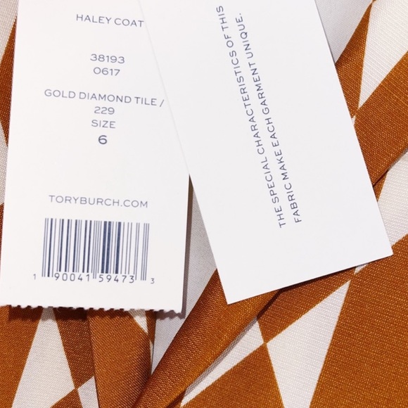 Tory Burch Haley Diamond Short Sleeve Silk Coat Size 6 - Picture 6 of 12